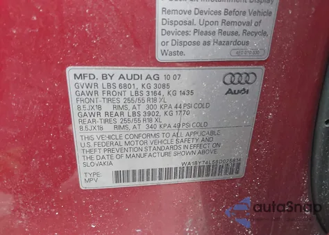 2008 Audi Q7 3.6 Premium z USA, uszkodzony, nr VIN WA1BY74L58D025814